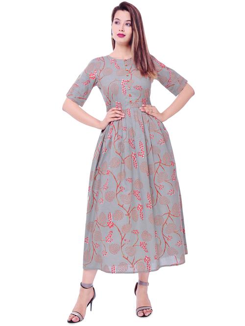 floral a-line ethnic dress - 16953890 - Very Small Image - 1