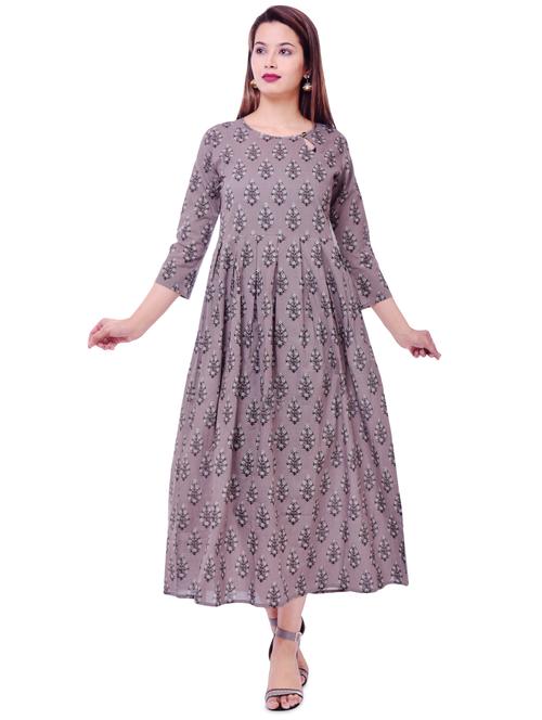 floral print flared ethnic dress - 16953901 - Very Small Image - 1