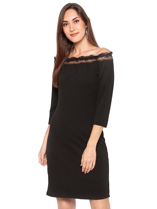off shoulder lace detail bodycon dress - 16954119 - Very Small Image - 1