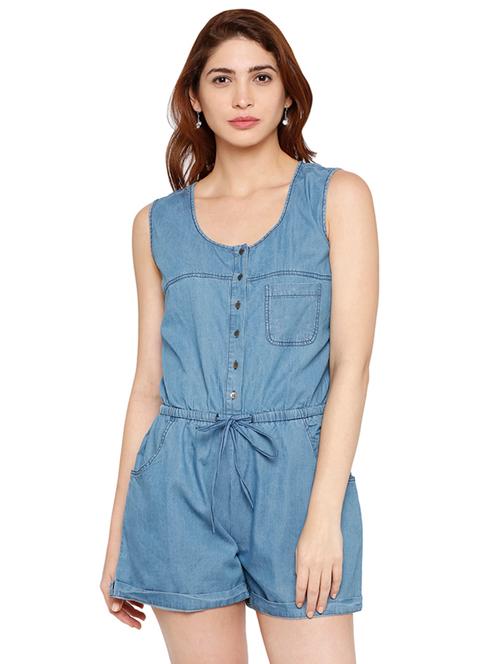 tie font denim romper - 16954127 - Very Small Image - 1