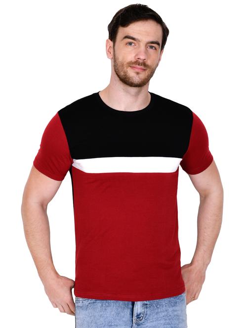 red color block t-shirt - 16954148 - Very Small Image - 1