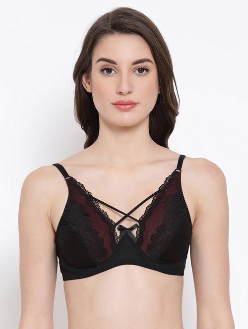 lace panel plunge bra - 16954270 - Very Small Image - 1