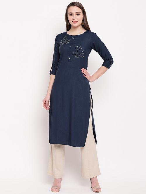 embellished straight kurta - 16954710 - Very Small Image - 1