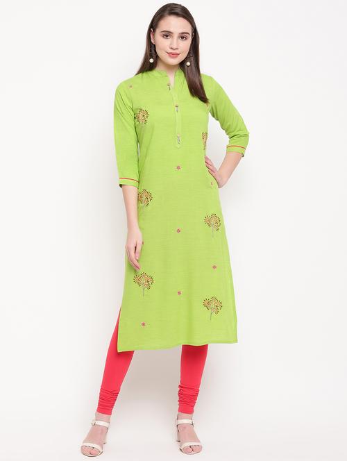 floral embroidered straight kurta - 16954716 - Very Small Image - 1