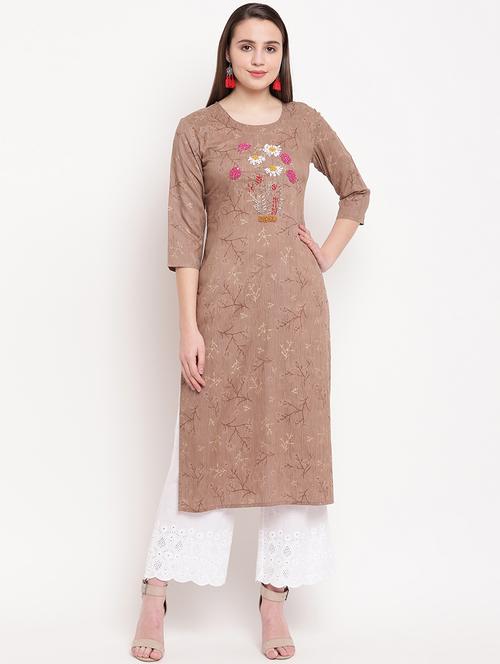 embroidered straight kurta - 16954721 - Very Small Image - 1