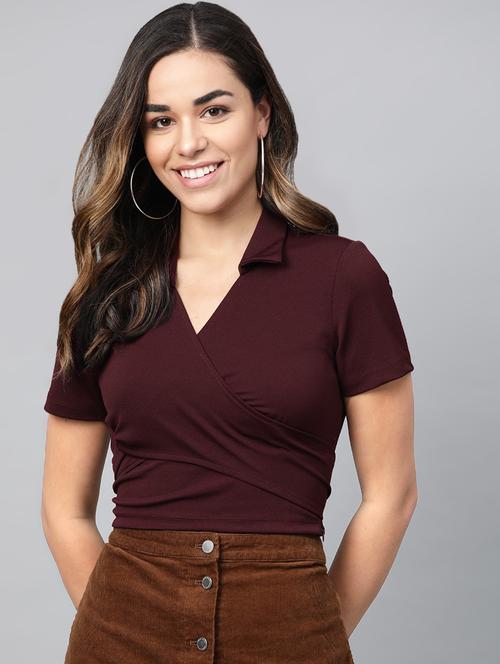 overlap neck crop top - 16955095 - Very Small Image - 1