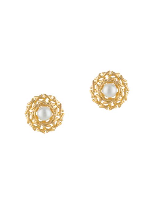gold brass studs earring - 16955348 - Very Small Image - 1