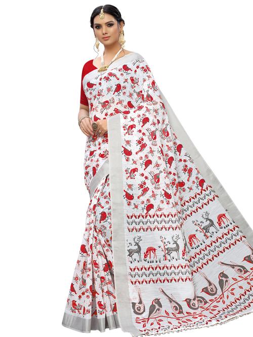 conversational printed saree with blouse - 16956006 - Very Small Image - 1