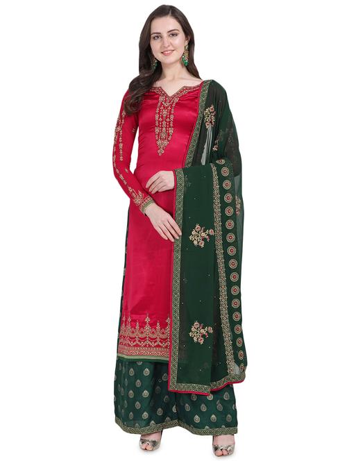 embroidered semi-stitched suit - 16956590 - Very Small Image - 1