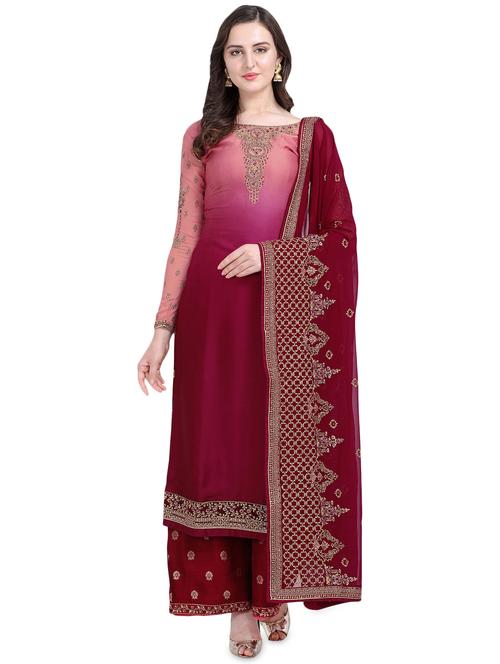 embroidered semi-stitched suit - 16956594 - Very Small Image - 1