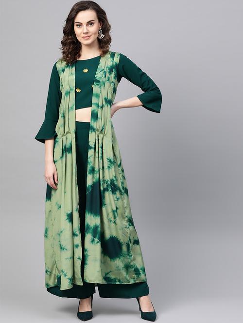 crop top & palazzo with shrug - 16956598 - Very Small Image - 1