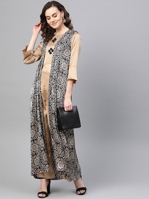 crop top & palazzo with shrug - 16956599 - Very Small Image - 1