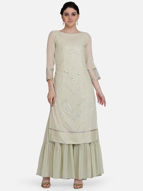 mirror work straight kurta - 16957369 - Very Small Image - 1
