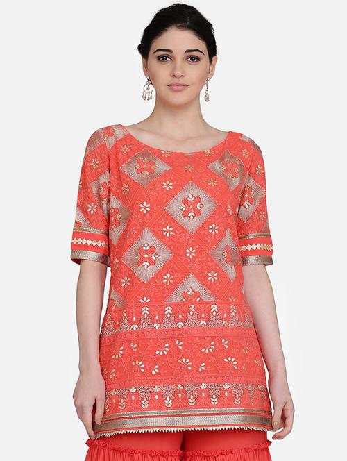 embroidered straight kurti - 16957371 - Very Small Image - 1