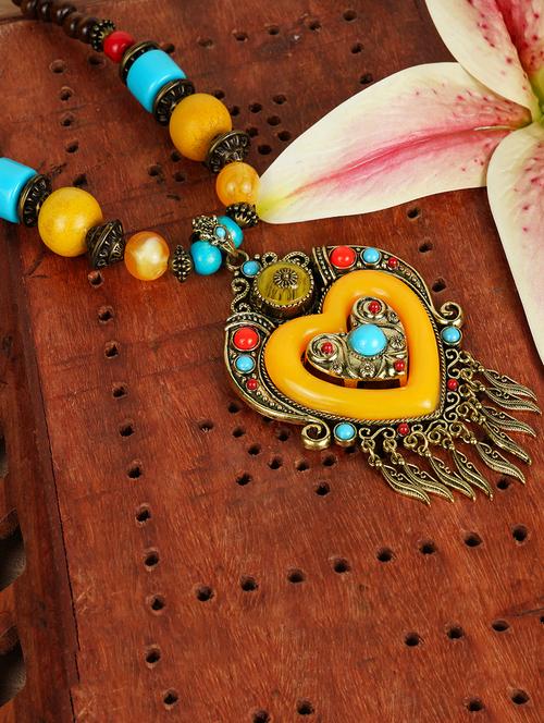 yellow wood chain necklace - 16957449 - Very Small Image - 1
