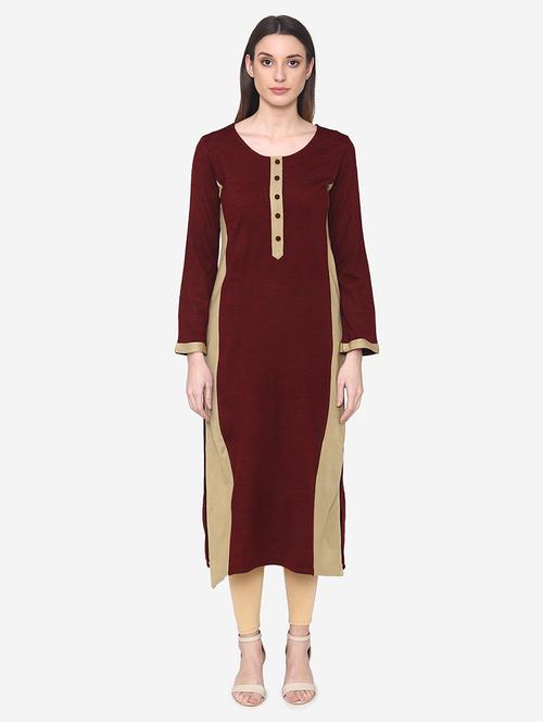 color block straight kurta - 16957916 - Very Small Image - 1