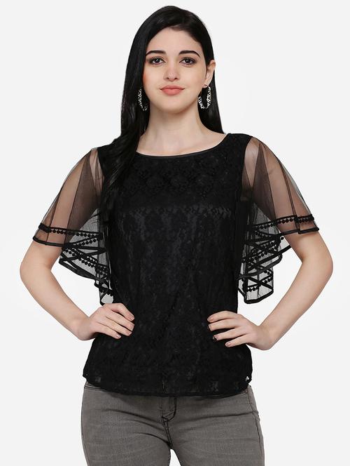 flutter sleeves laced top - 16958172 - Very Small Image - 1