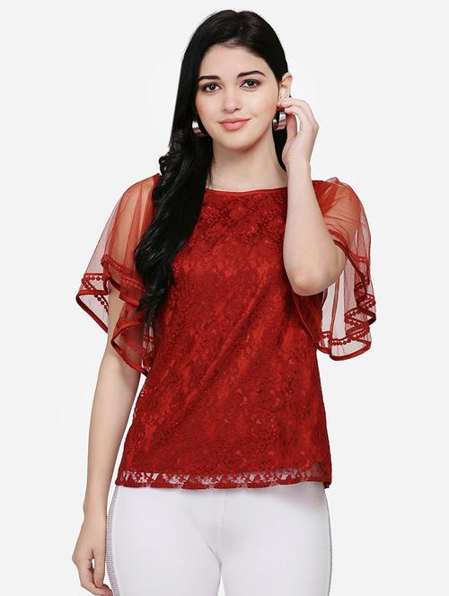 flutter sleeves laced top - 16958173 - Very Small Image - 1