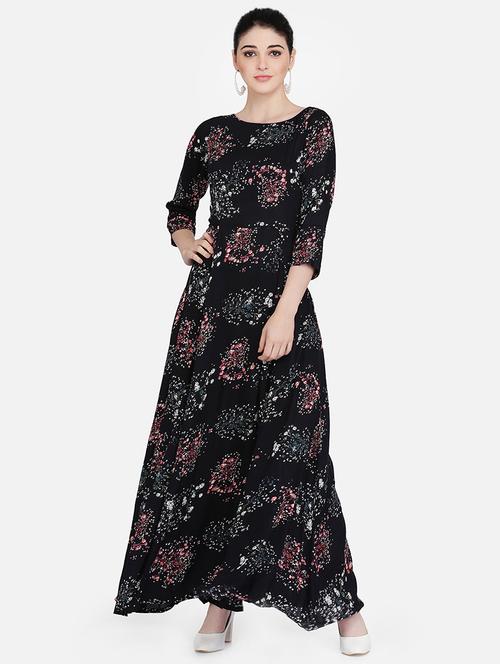 round neck floral maxi dress - 16958268 - Very Small Image - 1
