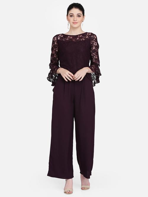 slit bell sleeves full leg jumpsuit - 16958273 - Very Small Image - 1