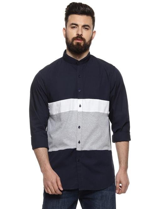 mens color block casual shirt - 16958344 - Very Small Image - 1