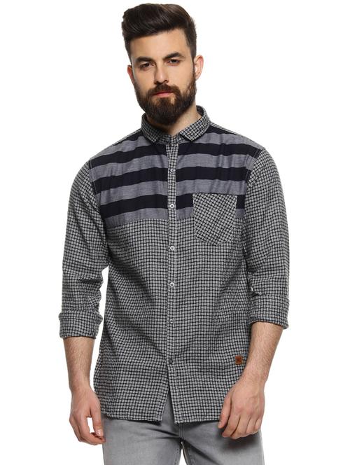 mens color block casual shirt - 16958345 - Very Small Image - 1