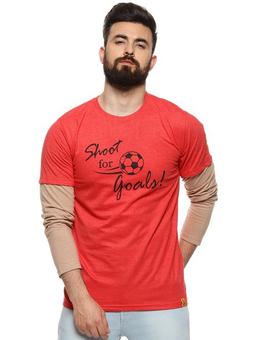 orange typographic chest print t-shirt - 16958351 - Very Small Image - 1