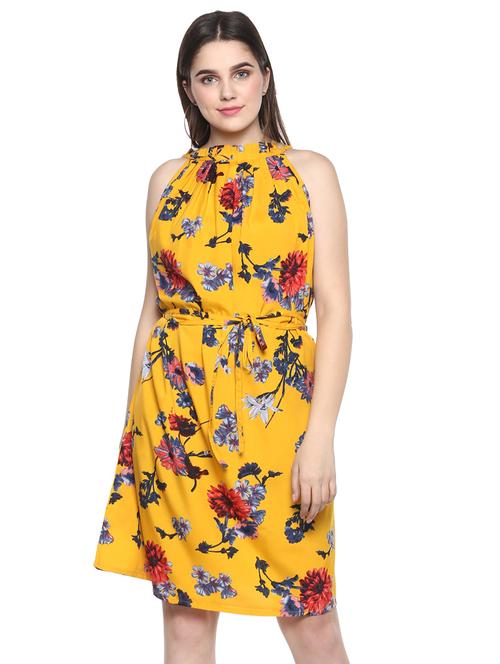 halter neck floral a-line dress - 16959098 - Very Small Image - 1