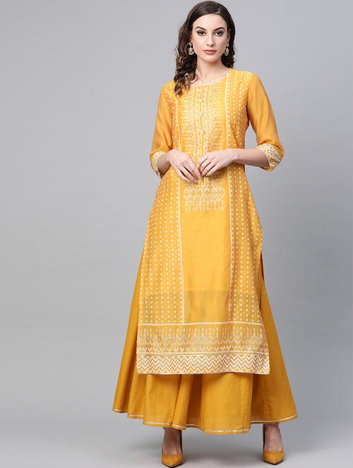 block print kurta skirt set - 16959630 - Very Small Image - 1