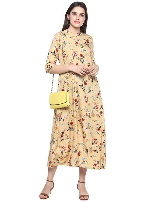 floral print flared ethnic dress - 16959726 - Very Small Image - 1