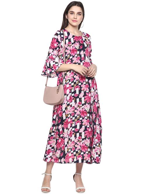 floral a-line ethnic dress - 16959733 - Very Small Image - 1