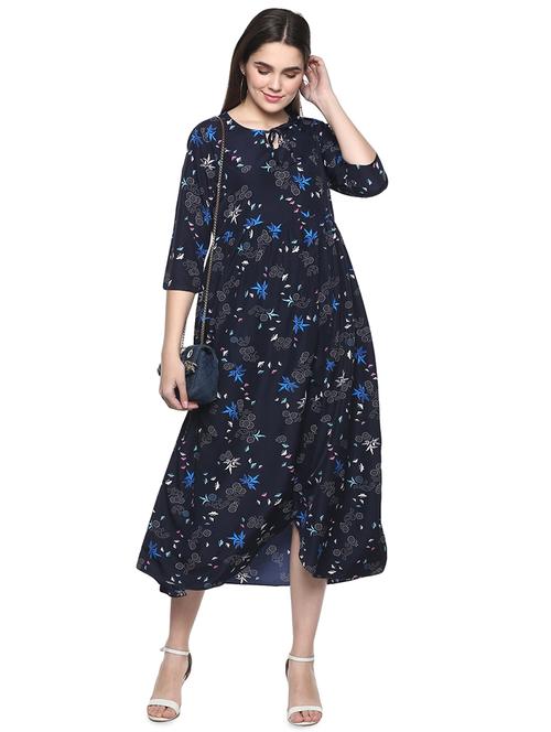 floral a-line ethnic dress - 16959739 - Very Small Image - 1