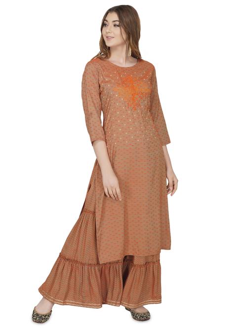embroidered kurta sharara set - 16961393 - Very Small Image - 1
