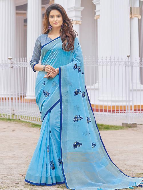 floral embroidered saree - 16961412 - Very Small Image - 1