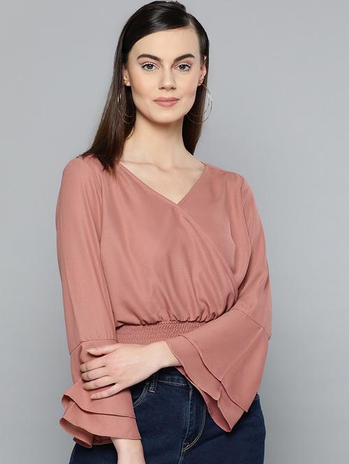women's blouson v neck top - 16962210 - Very Small Image - 1