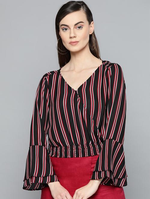 women's wrap v neck top - 16962211 - Very Small Image - 1