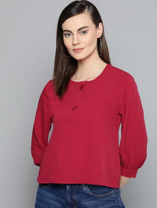 round neck solid top - 16962213 - Very Small Image - 1