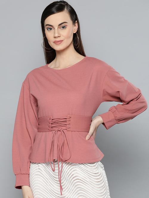 long sleeved corset belted top - 16962236 - Very Small Image - 1