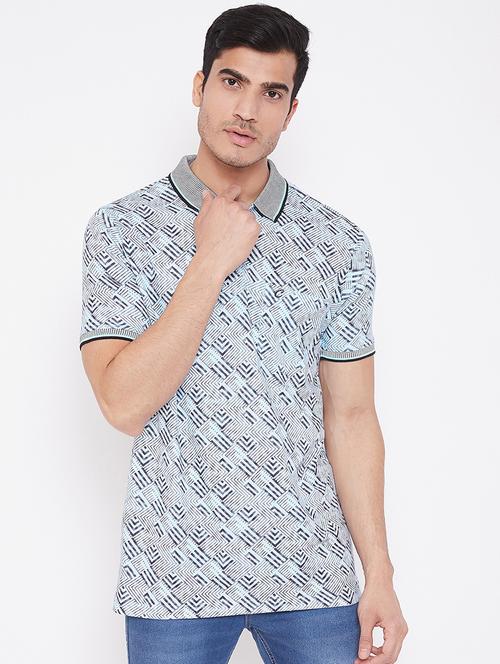 light blue printed polo t-shirt - 16962561 - Very Small Image - 1