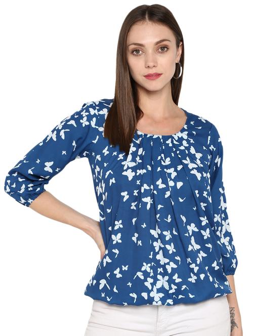 pleated neck blouson top - 16962648 - Very Small Image - 1