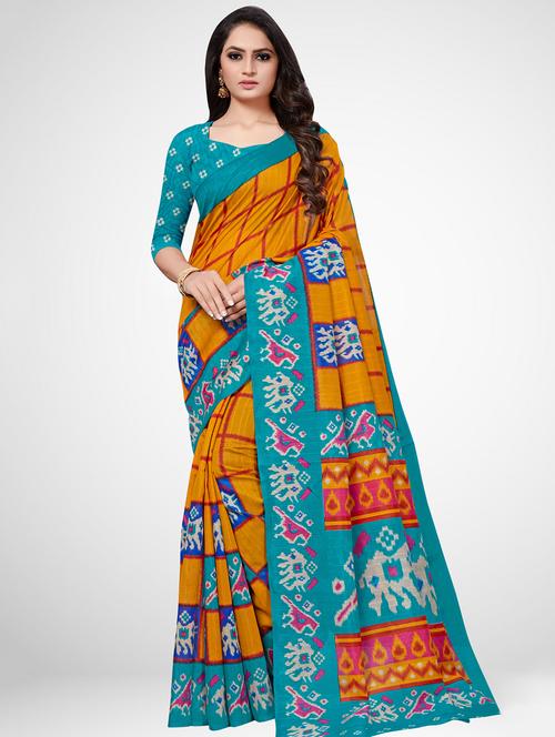 checkered printed saree with blouse - 16962862 - Very Small Image - 1