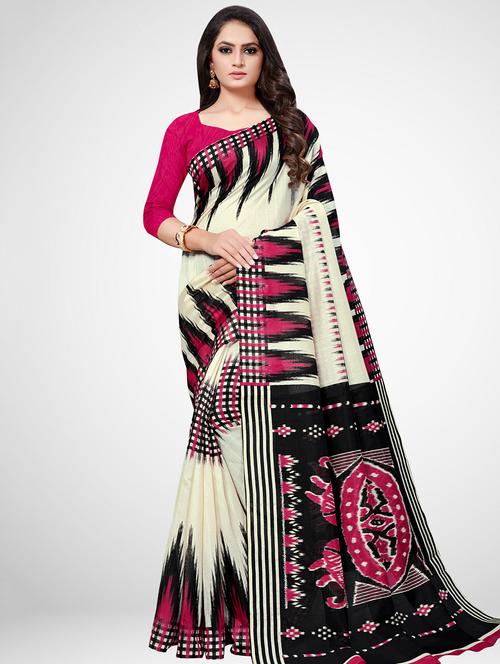 ikat printed saree with blouse - 16962865 - Very Small Image - 1