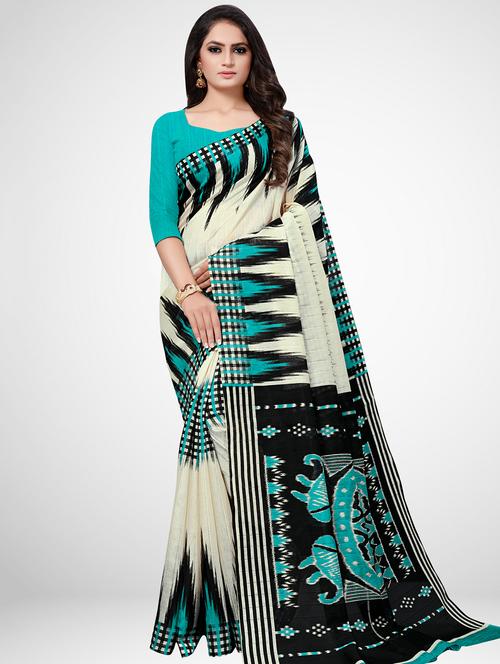 ikat printed saree with blouse - 16962867 - Very Small Image - 1
