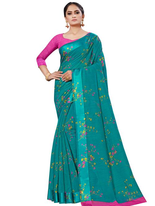 floral printed saree with blouse - 16962870 - Very Small Image - 1