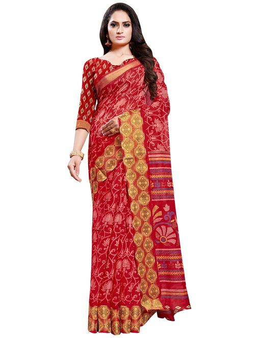 floral printed saree with blouse - 16962883 - Very Small Image - 1