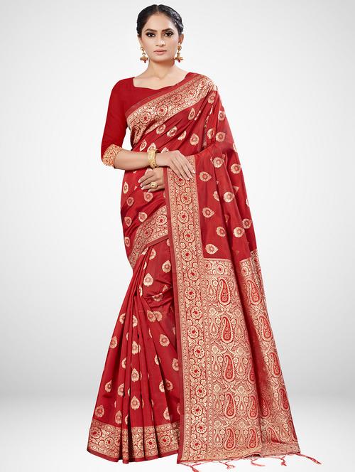 ethnic motif printed saree with blouse - 16962907 - Very Small Image - 1