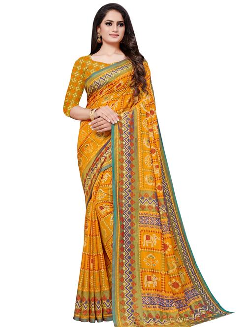 conversational printed saree with blouse - 16962909 - Very Small Image - 1