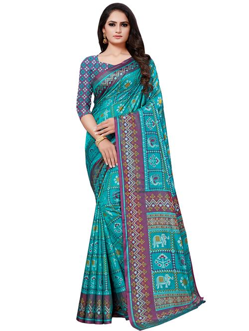 conversational printed saree with blouse - 16962910 - Very Small Image - 1