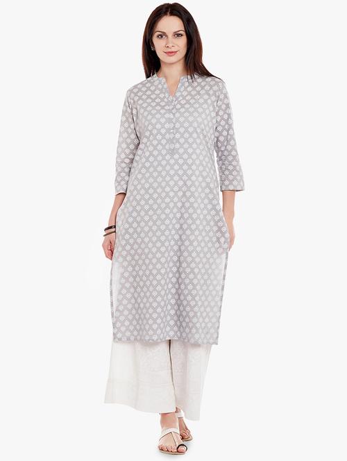 grey cotton kurta pant set - 16962997 - Very Small Image - 1
