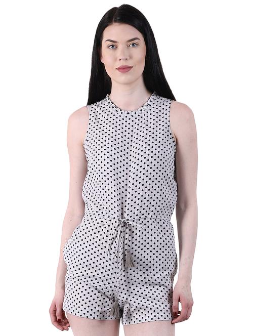 tie front polka dot romper - 16963431 - Very Small Image - 1